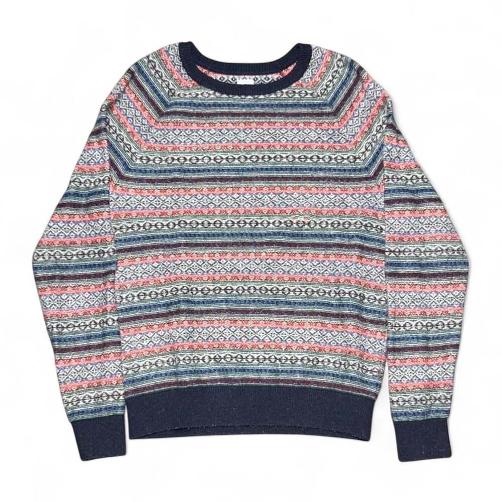 GAP Fair Isle Striped Knit Crewneck Sweater Size M